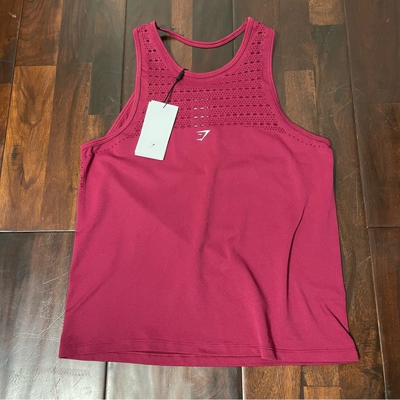 NWT Gymshark Energy Seamless Tank Women’s Small Loose Fit Cranberry Burgundy - Picture 1 of 7